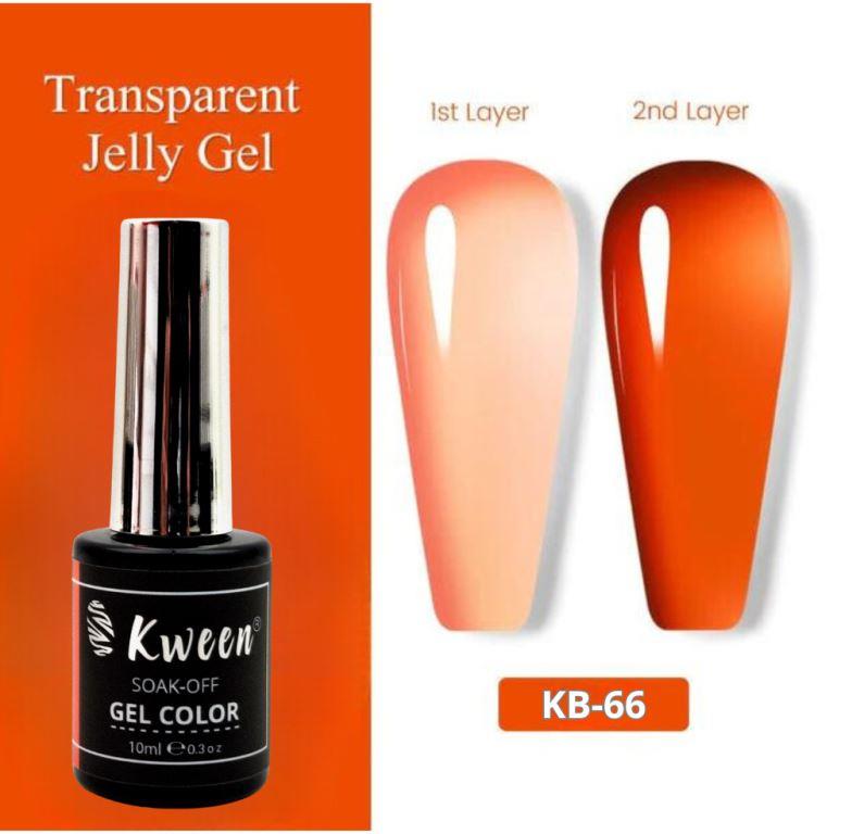 Kween Jelly Pumpkin Orange Gel Polish Translucent Nail UV LED Soak Off Nail Art Polish UV Gel Nail Semi Permanent For Nail art