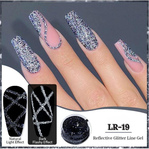 KWEEN Black Reflective Glitter Liner Diamond Shine Soak Off UV Nail Gel For Manicure