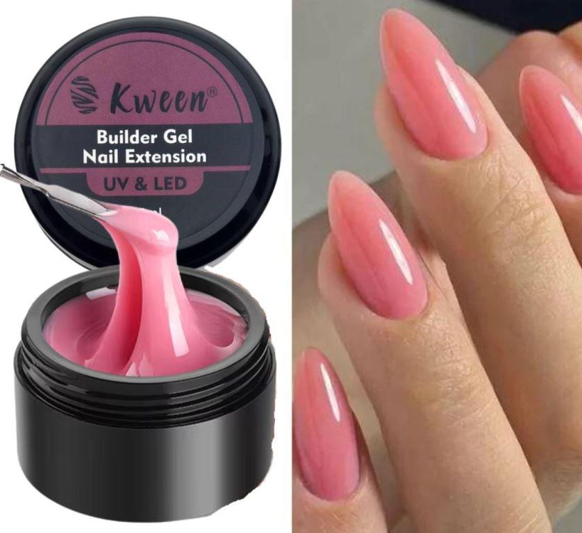 Kween 15 ml Builder Gel for Gel Nails, 4-in-1 Nail Extension Gel Glue Nail Strengths Nail Manicure, UV Builder Gel Nail Gel Builder Poly Nail Quick Extension Building