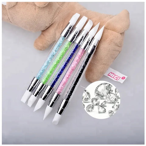 Rhinestone Handled Double Ended Silicone & Acrylic Pen for Stunning Designs & Carvings