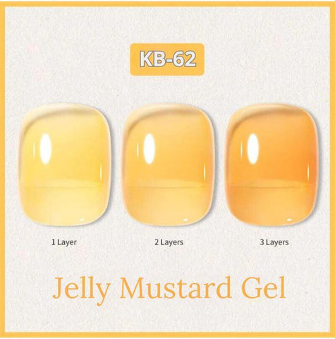 Kween Jelly Gel Nail Polish Sheer Jelly Mustard Yellow Gel Polish Crystal Transparent Gel Color For Nail Art and Manicure