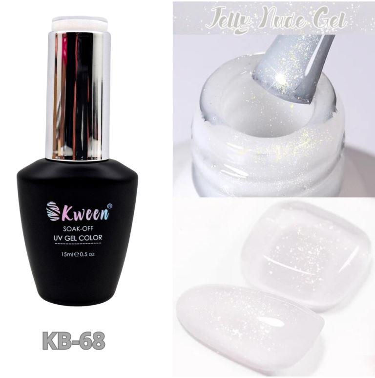 KWEEN White Glitter Gel Nail Polish Shimmer Silver Gel Polish Translucent Jelly Nail Polish Sparkle Soak Off U V Neutral Milky Gel For Manicure