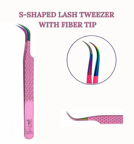 BLINK Professional Fiber Tip Tweezers for Lash Extensions. Craft Perfect Lashes Fans with Strong Grip Narrow L-Type 75° Mega Volume Eyelash Tweezers. Anti-Slip & Easy on Hands Nano Tip Lash Tweezers