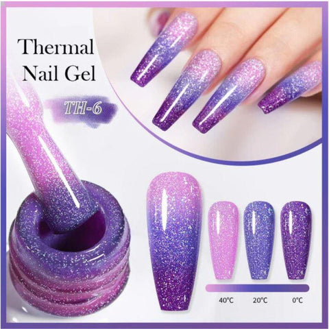 KWEEN Thermal Temperature Changing Gel Nail Polish, Summer Nails 3 Layers Gel Nail Polish ,Semi Permanent Soak Off UV LED Nail Art Varnish Manicure Kit Nail Art DIY Home Salon