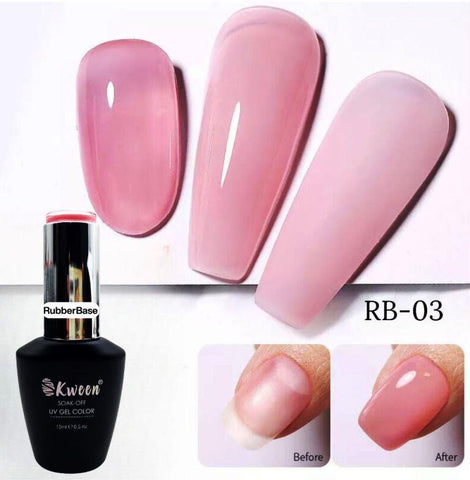 KWEEN  Rubber Gel Base for Nails,  Builder Strengthener Gel, Natural Nude Base Coat Nail Polish, Jelly Gel Nail Polish, UV Rubber Base Gel for Manicure, Nail Art, Salon