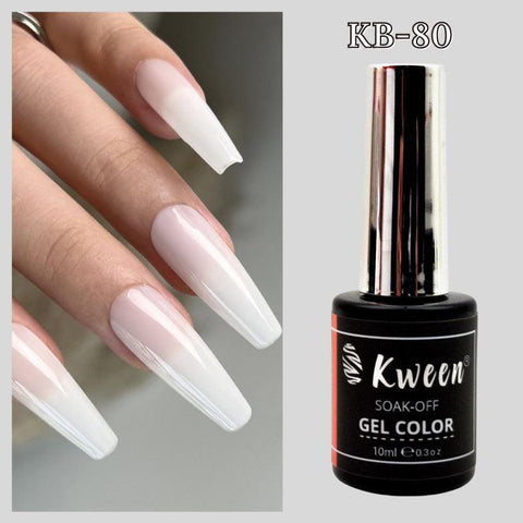 KWEEN 10ML Milky White Gel Nail Polish Soak Off UV Gel Nail Polish for French Nail Manicure