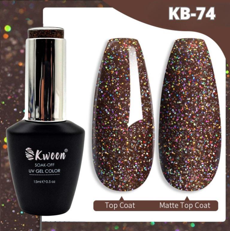 KWEEN Glitter Gel Nail Polish Sparkling Color U V Gel Polish Soak Off Sparkly Shiny Brown holo glitter Nail Gel Polish For Manicure and Nail art