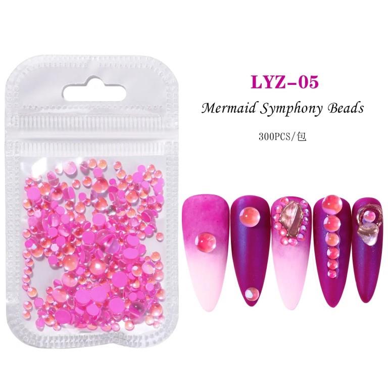 Mermaid Crystal Beads Nails Rhinestones Pearl Nail Art Decoration Symphony 3D Glitter Jewelry for Nail Art Decoration