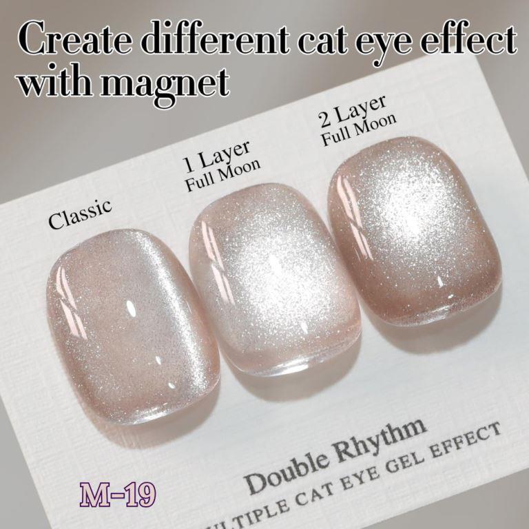 KWEEN Cat Eye Gel Polish with Magnet 15ML Holographic Glitter Shimmer Translucent Jelly Color Magnetic Nail Polish Salon DIY at Home