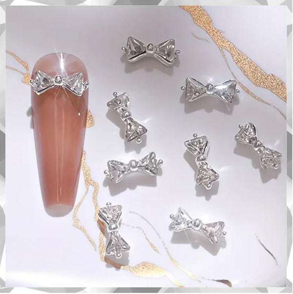 Crystal Bow Nail Accessories Shiny Luxurious Diamond Bow 2 Pairs