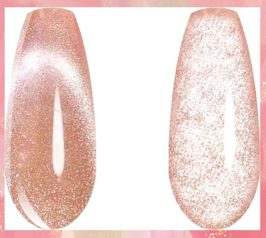 KWEEN 9D Cat Eye Gel Nail Polish, Nude with Gold Glitter Shimmer Holographic Nail Polish UV soak Off Magnetic Polish For Manicure