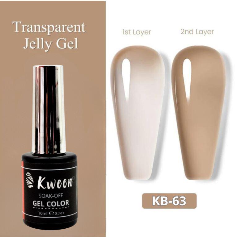 Kween Jelly Gel Nail Polish Nude Crystal Translucent Color Soak Off For Nail art and Manicure Kit