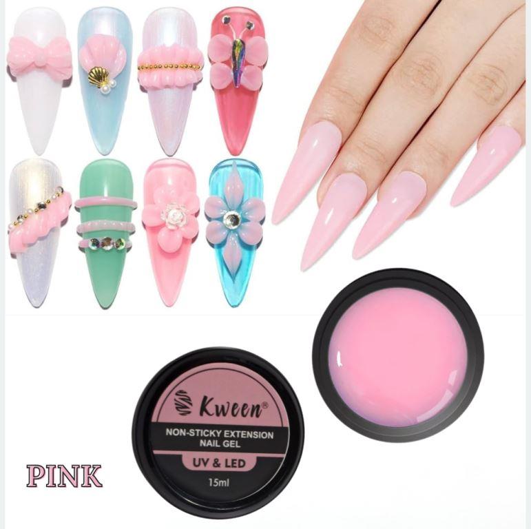 KWEEN Solid Sculpture Builder Gel - 3D Nail Art Gel Pink Non-Stick Hand Nail Extension Gel for Carving Patterns Decoration Nail Art Emboss Hard Gel