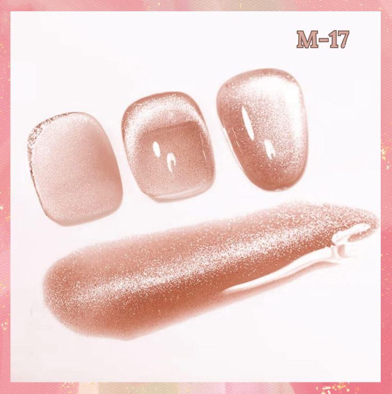 KWEEN 9D Cat Eye Gel Nail Polish, Nude with Gold Glitter Shimmer Holographic Nail Polish UV soak Off Magnetic Polish For Manicure