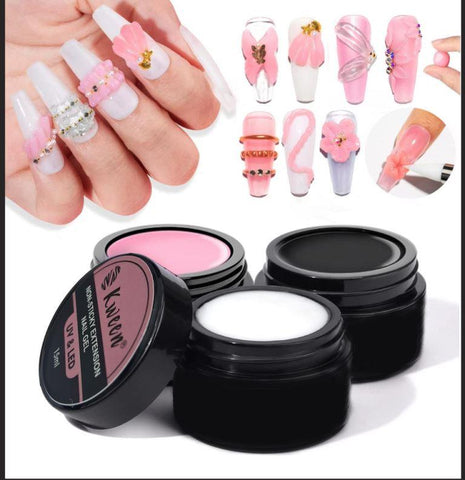 KWEEN Solid Sculpture Builder Gel - 3D Nail Art Gel Pink Non-Stick Hand Nail Extension Gel for Carving Patterns Decoration Nail Art Emboss Hard Gel