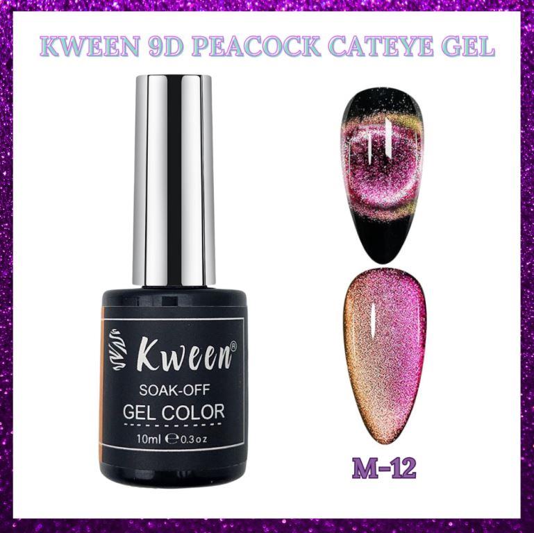 KWEEN Chameleon 9D Cat Eye Gel Polish 10ml, Holographic Galaxy Cateye Magnetic Nail Polish Gel, Magic Chameleon Home Salon Manicure Set with Magnet Stick for Ladies