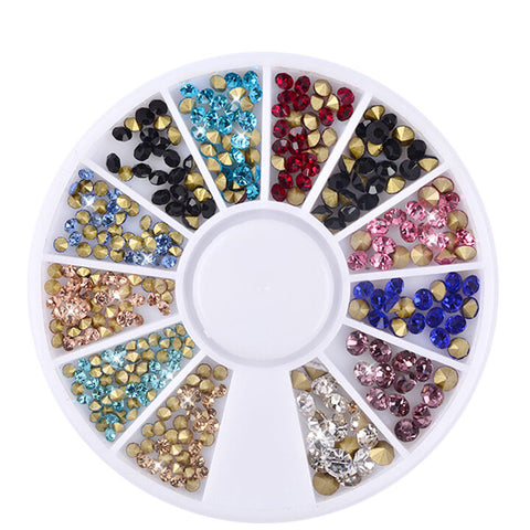 Crystal Multicolor Wheel Nail Art Rhinestone Designs Accessories 3D Decoration Nail Art