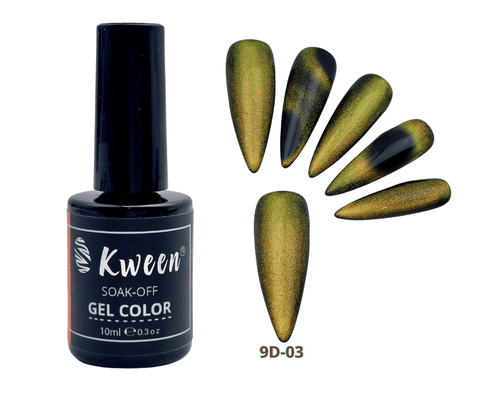 KWEEN 9D Cat Eye Gel Nail Polish 10 ML Magnetic Cat Eye Gel Polish with Magic Effect Doube shade Soak Off UV LED Manicure DIY Nail Art Designs