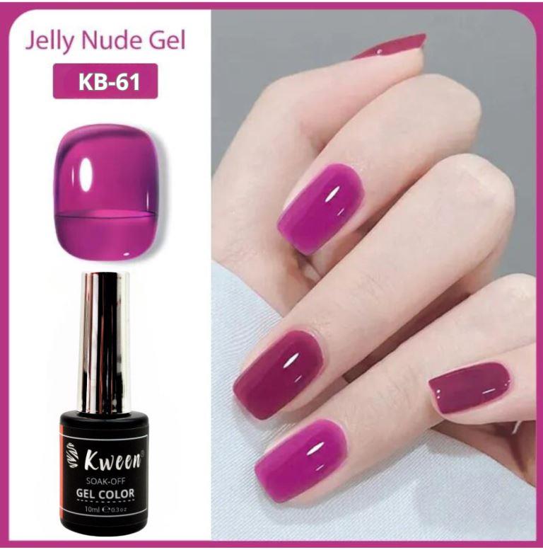 KWEEN Jelly UV Gel Nail Polish, Jelly Rose Purple Transparent Gel Nail Polish UV LED Soak Off Nail for Autumn and Winter