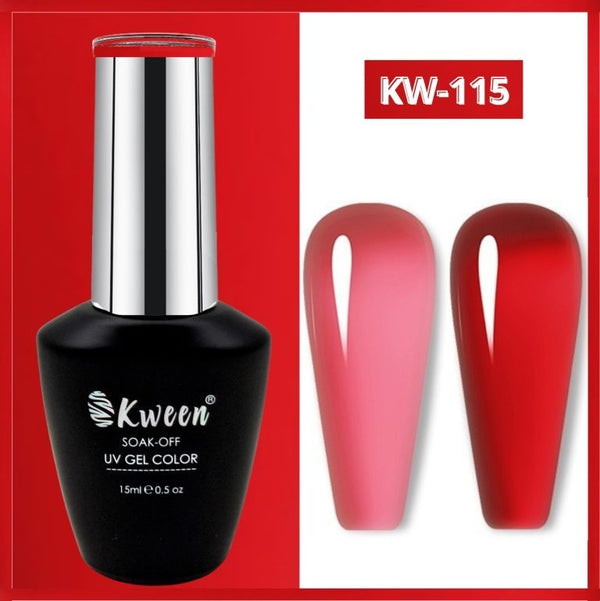 KWEEN Jelly Blood Red Color UV/LED Soak Off Gel Polish for DIY Nail Art Manicure