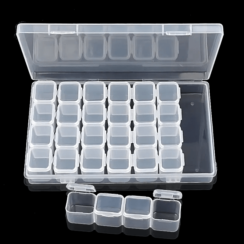 28 Grids Empty Plastic Storage Box Nail Art Accessories Tools Nail Stones Display Case Clear Stras Beads Decoration Case