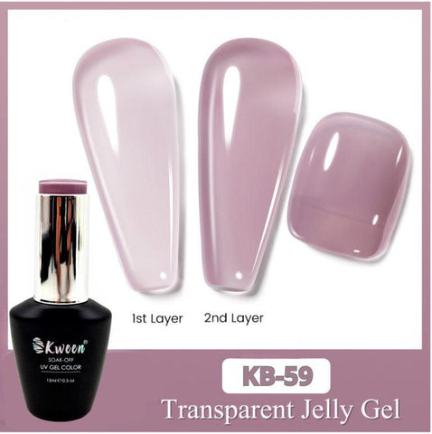 KWEEN Jelly Gel Nail Polish - Violet Pink Gel Polish Light Purple Neutral Gel Polish Translucent Gel Polish Soak Off U V Gel Polish for Nail Art