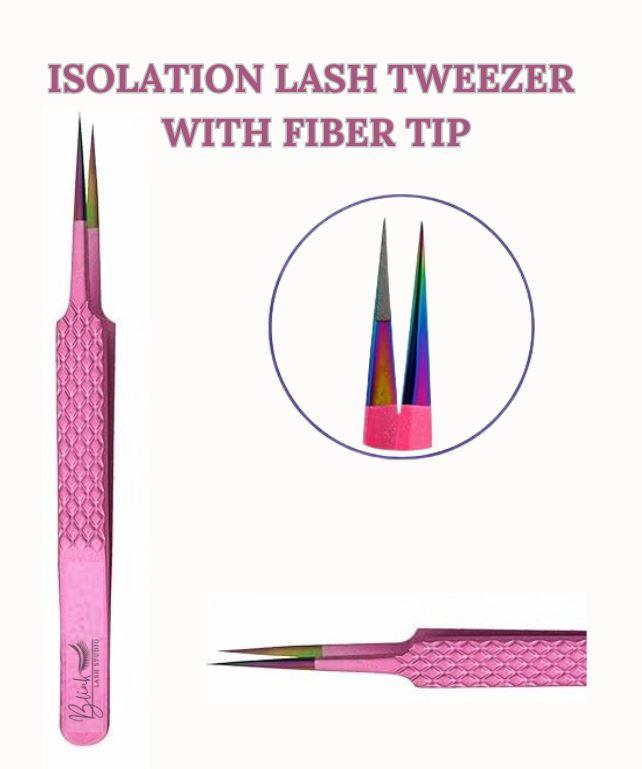 BLINK Professional Fiber Tip Tweezers for Lash Extensions. Craft Perfect Lashes Fans with Strong Grip Narrow L-Type 75° Mega Volume Eyelash Tweezers. Anti-Slip & Easy on Hands Nano Tip Lash Tweezers