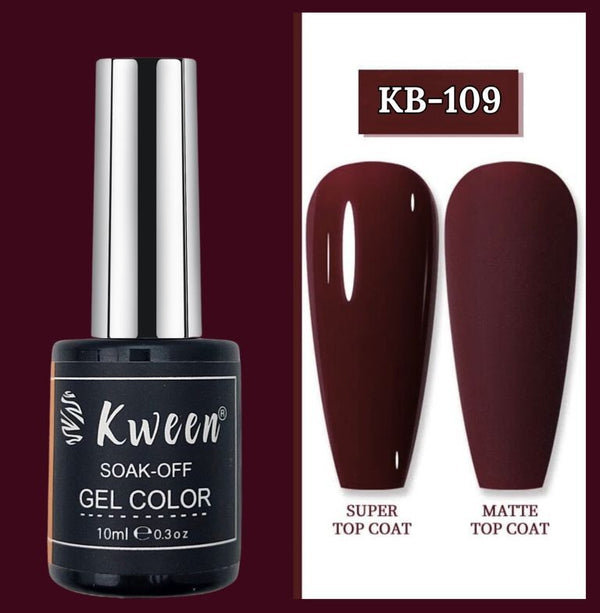 KWEEN 10ml Blakish Dark Maroon Color Nail Polish Gel Soak Off UV Gel Polish