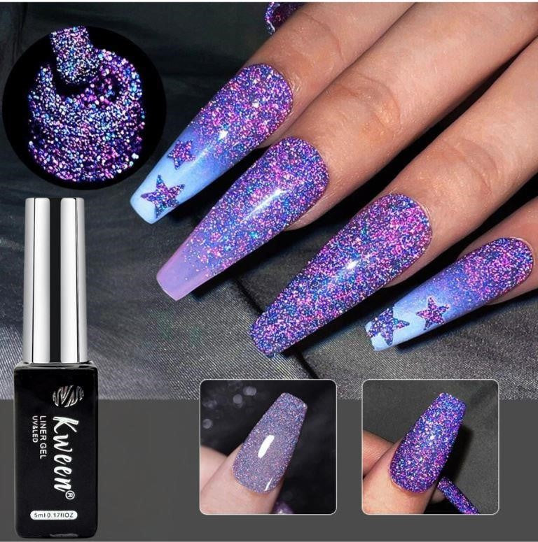 KWEEN Multi Reflective Glitter Liner Gel Nail Polish-Painting Stripe Gel