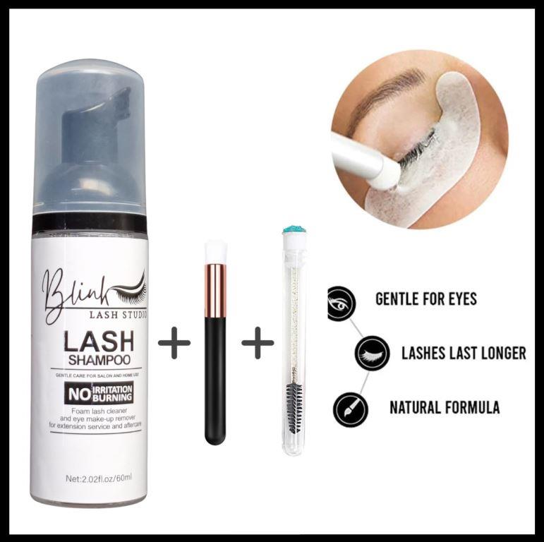 BLINK 60ML Foaming Cleansing Eyelash Shampoo with brush and spoolie Nourishing Formula