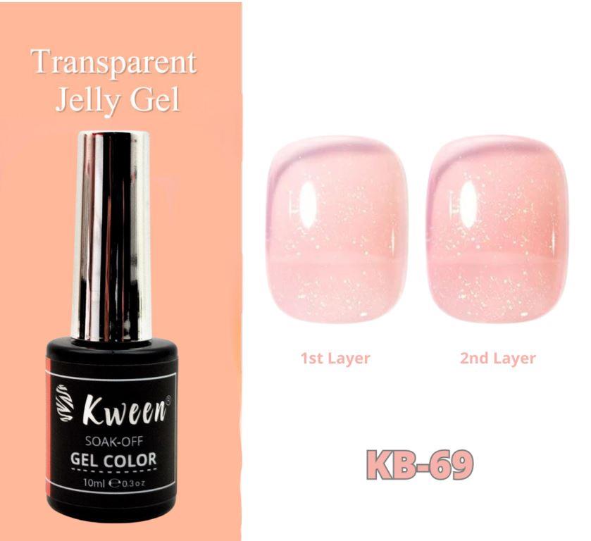 KWEEN Peach Glitter Jelly Gel Nail Polish Soft Peach Jelly Sheer Translucent Neutral Shiny Shimmer UV Gel Soak off For Manicure