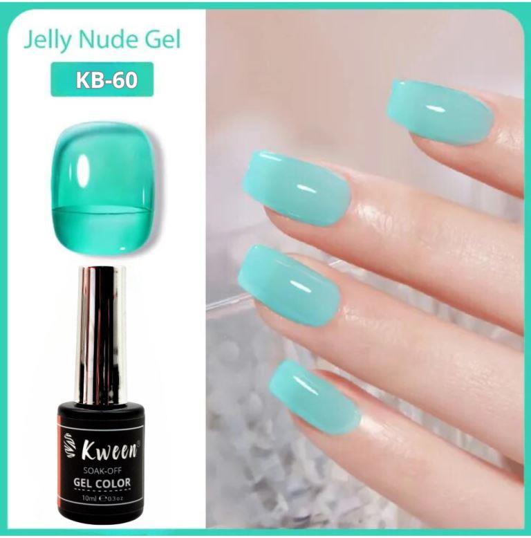 KWEEN Jelly Gel Nail Polish Aqua Blue Gel Nail Polish Translucent Soak Off Gel Polish For Nail art and Manicure