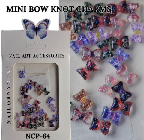 Cute Mini Luxury Kawaii Colour Bow Nail Art Charms 3D Japanese Alloy Bow Tie Jewelry Nail Rhinestone Cute Bow DIY Nail Decoration