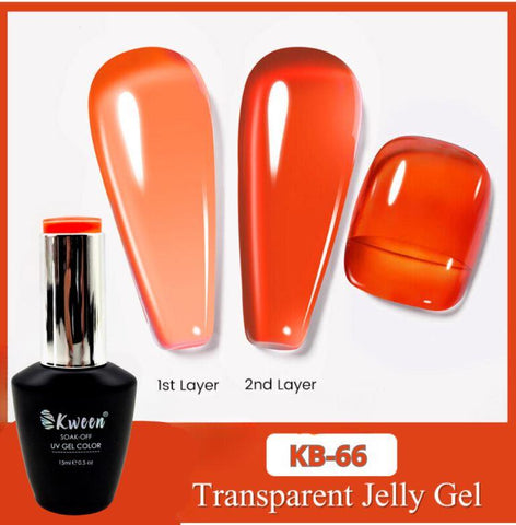 Kween Jelly Pumpkin Orange Gel Polish Translucent Nail UV LED Soak Off Nail Art Polish UV Gel Nail Semi Permanent For Nail art