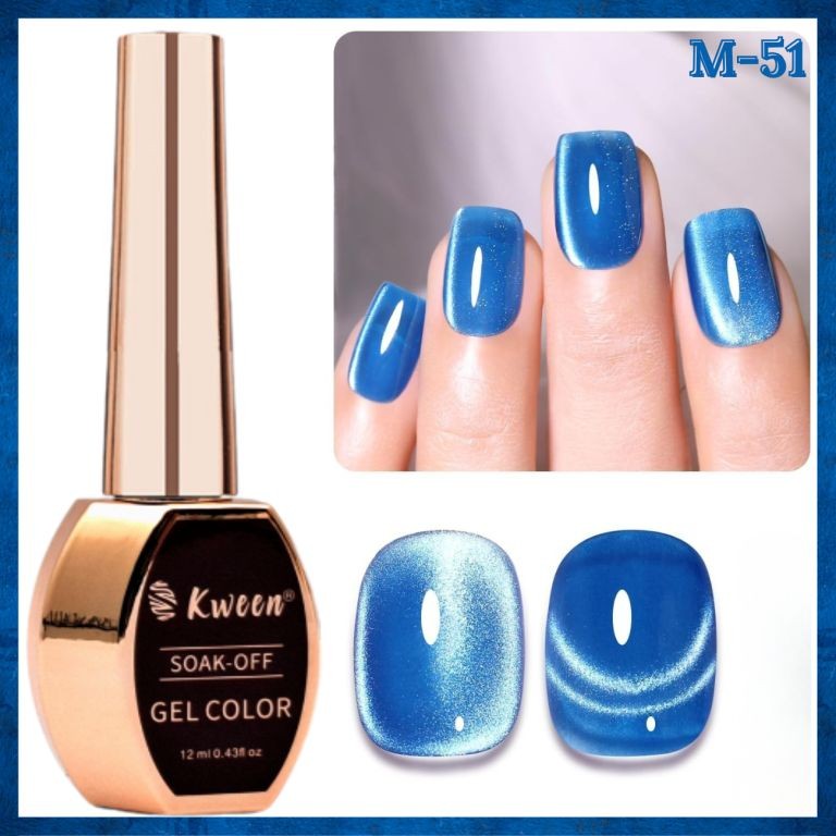 KWEEN 9D Cat Eye Sparkle Blue Gel Polish Soak Off UV/LED Nail Gel For ...