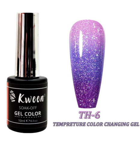 KWEEN Thermal Temperature Changing Gel Nail Polish, Summer Nails 3 Layers Gel Nail Polish ,Semi Permanent Soak Off UV LED Nail Art Varnish Manicure Kit Nail Art DIY Home Salon