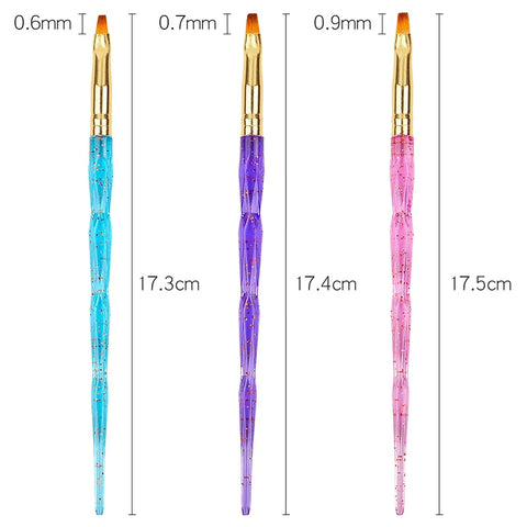 3pcs Acrylic Painting Pen with Biscuit Spiral Handle UV Gel Drawing Brush Set for Manicure Nail Design