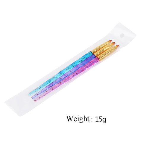 3pcs Acrylic Painting Pen with Biscuit Spiral Handle UV Gel Drawing Brush Set for Manicure Nail Design