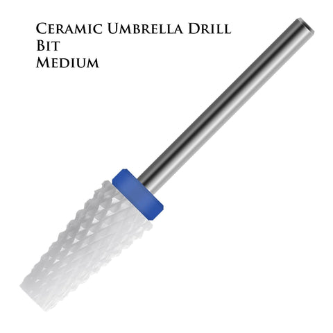 Umbrella Ceramic Bit 3/32" Shank Size - (Ceramic, Fine/Medium Grit) - Fast remove Acrylic or Hard Gel Nail Drill Bit for Manicure Pedicure Salon Professional or Beginner