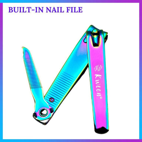 KWEEN Nail Clipper Stainless Steel Rainbow ,Finger Nails Trimmers Nail Cutter Manicure Tool