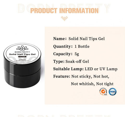 Born Pretty Solid Nail Tips Gel 5g Transparent UV LED Function Gel UV Lamp Nail Extension Absorb the Nail Art Gel Varnish