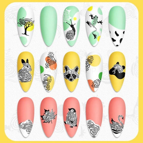 Born Pretty Artist L-019 Stamping Plates Geometry Line Animal Love Design Stamping Template Stencil Tools Nail Art Design Manicure Nail Templates