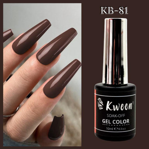 KWEEN Dark Chocolate Brown Gel Nail Polish,Soak Off U V Gel Nail Color For Manicure