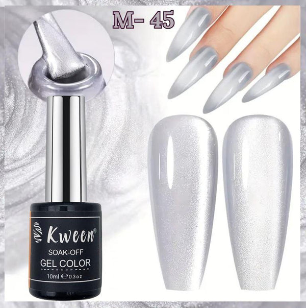 KWEEN Silver Moonlight Cat Eye Gel Nail Polish Magnetic Glass Cateye Gel Polish