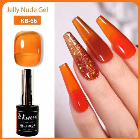 Kween Jelly Pumpkin Orange Gel Polish Translucent Nail UV LED Soak Off Nail Art Polish UV Gel Nail Semi Permanent For Nail art