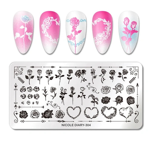 Nicoles Diary Trendy Floral Nail Art Stamping Plate Create Stunning Manicures Effortlessly In Your Home Comfort