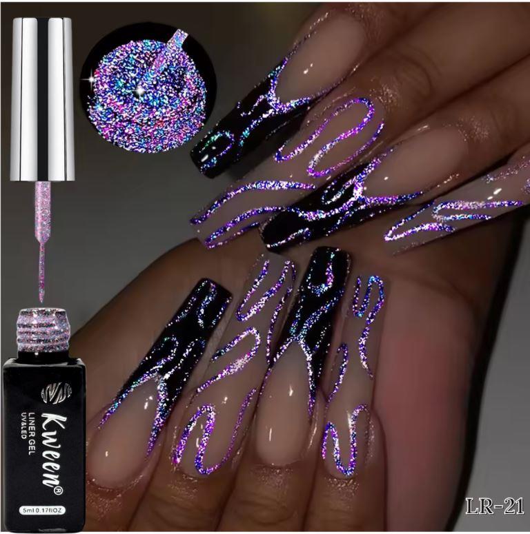 KWEEN Multi Reflective Glitter Liner Gel Nail Polish-Painting Stripe Gel
