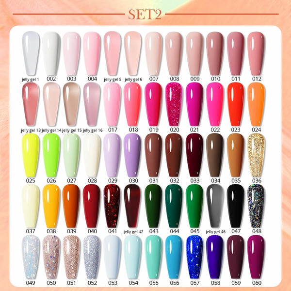 Born Pretty 60pcs Gel Nail Colors Set Perfect For Salon-Quality Manicures At Home.