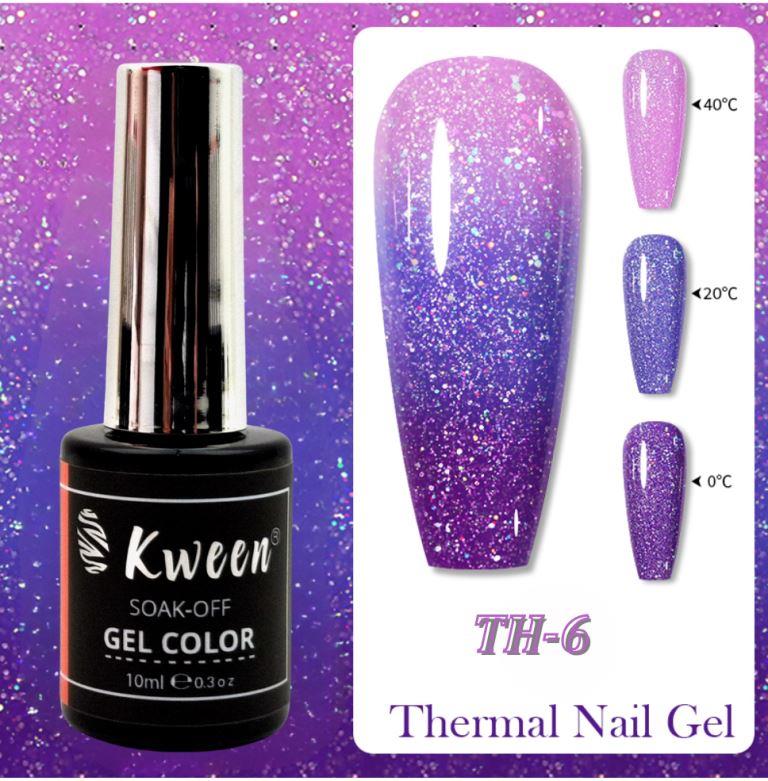 KWEEN Thermal Temperature Changing Gel Nail Polish, Summer Nails 3 Layers Gel Nail Polish ,Semi Permanent Soak Off UV LED Nail Art Varnish Manicure Kit Nail Art DIY Home Salon