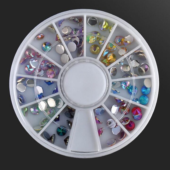 12 Colorful Sharp Crystal 3D Nail Rhinestone Shiny Wheel Nail art For manicure